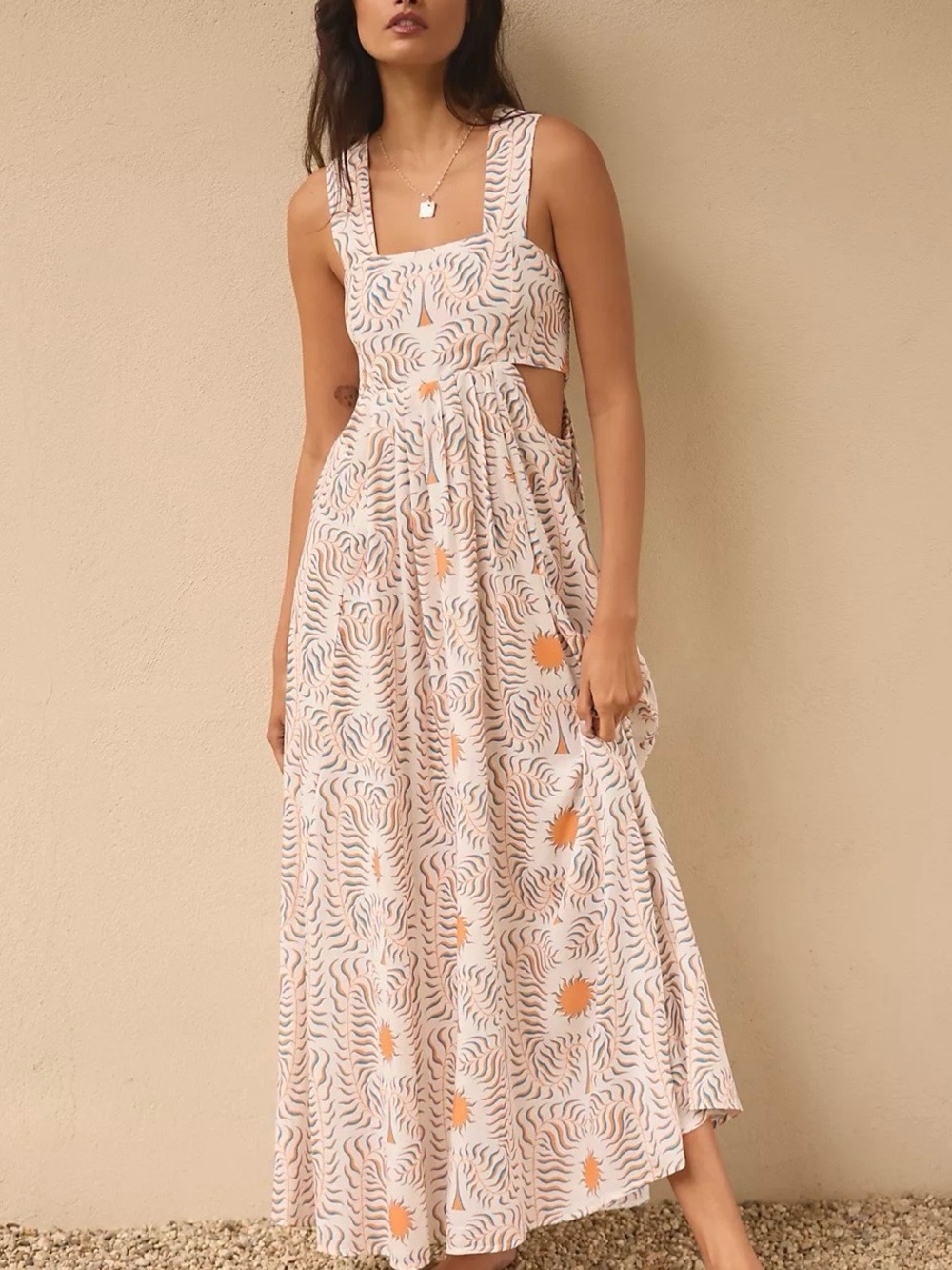 The Tigre Indigo Piper Bandeau Cutout Maxi Dress